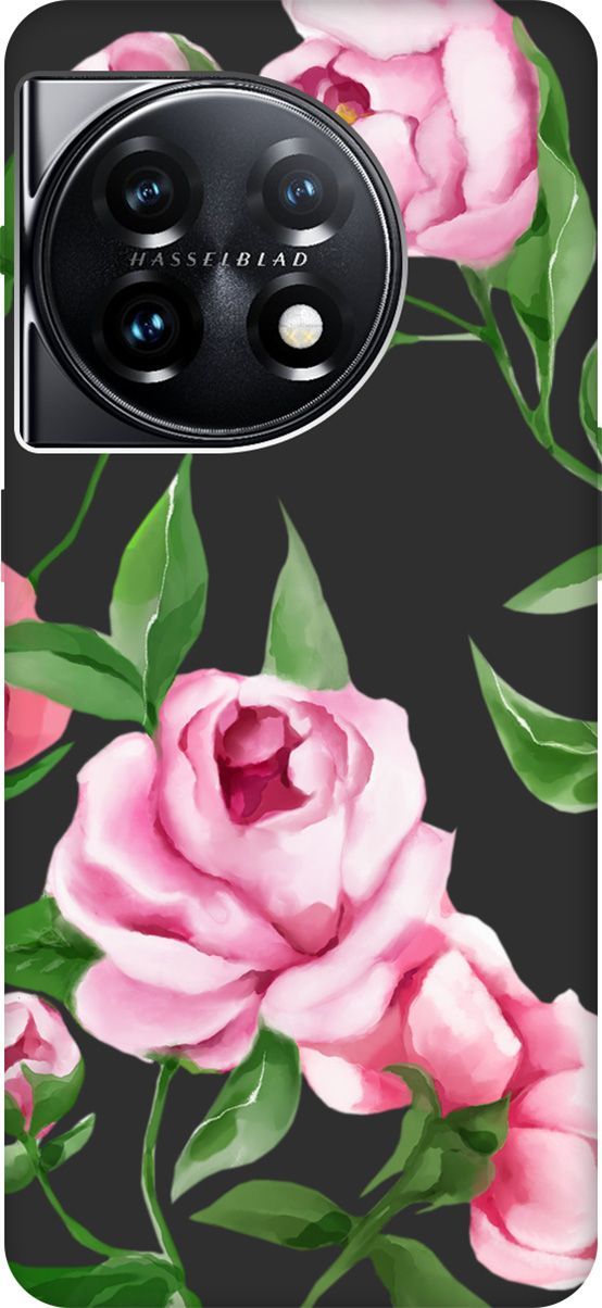 

Матовый Soft Touch Чехол на OnePlus 11 "Amazing Peonies" черный, Черный;зеленый, 159479