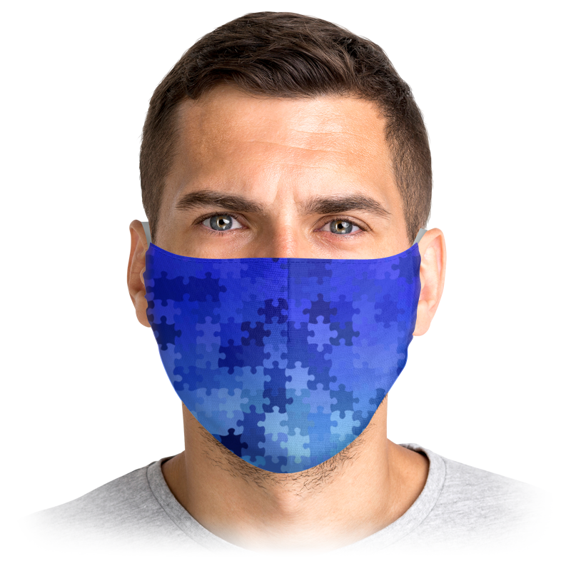 

Многоразовая маска Printio Разноцветная пазлл синяя L, Разноцветный пазлл