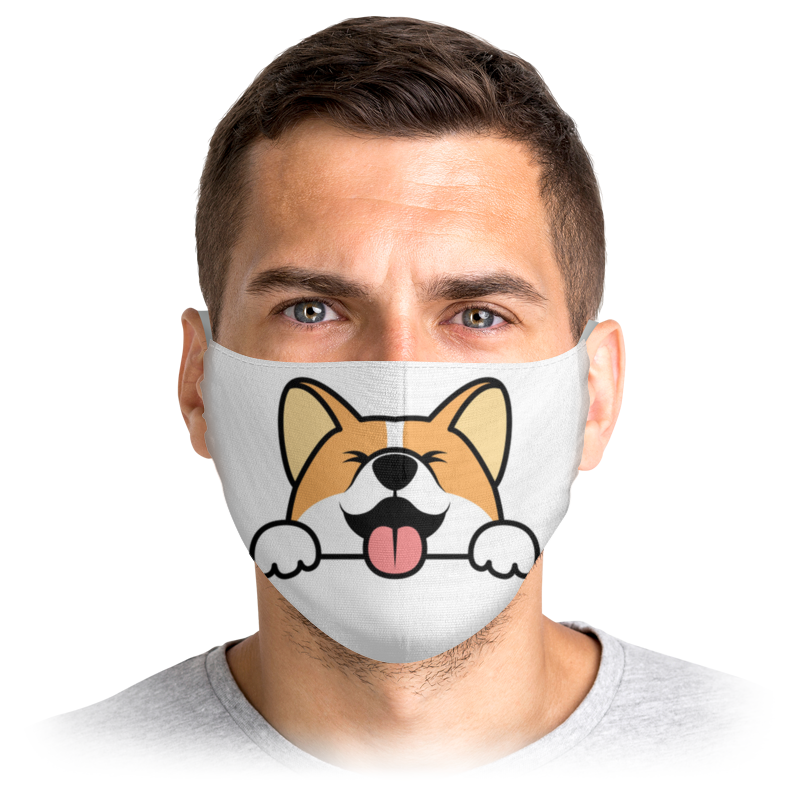 

Многоразовая маска Printio Корги белая L, Корги
