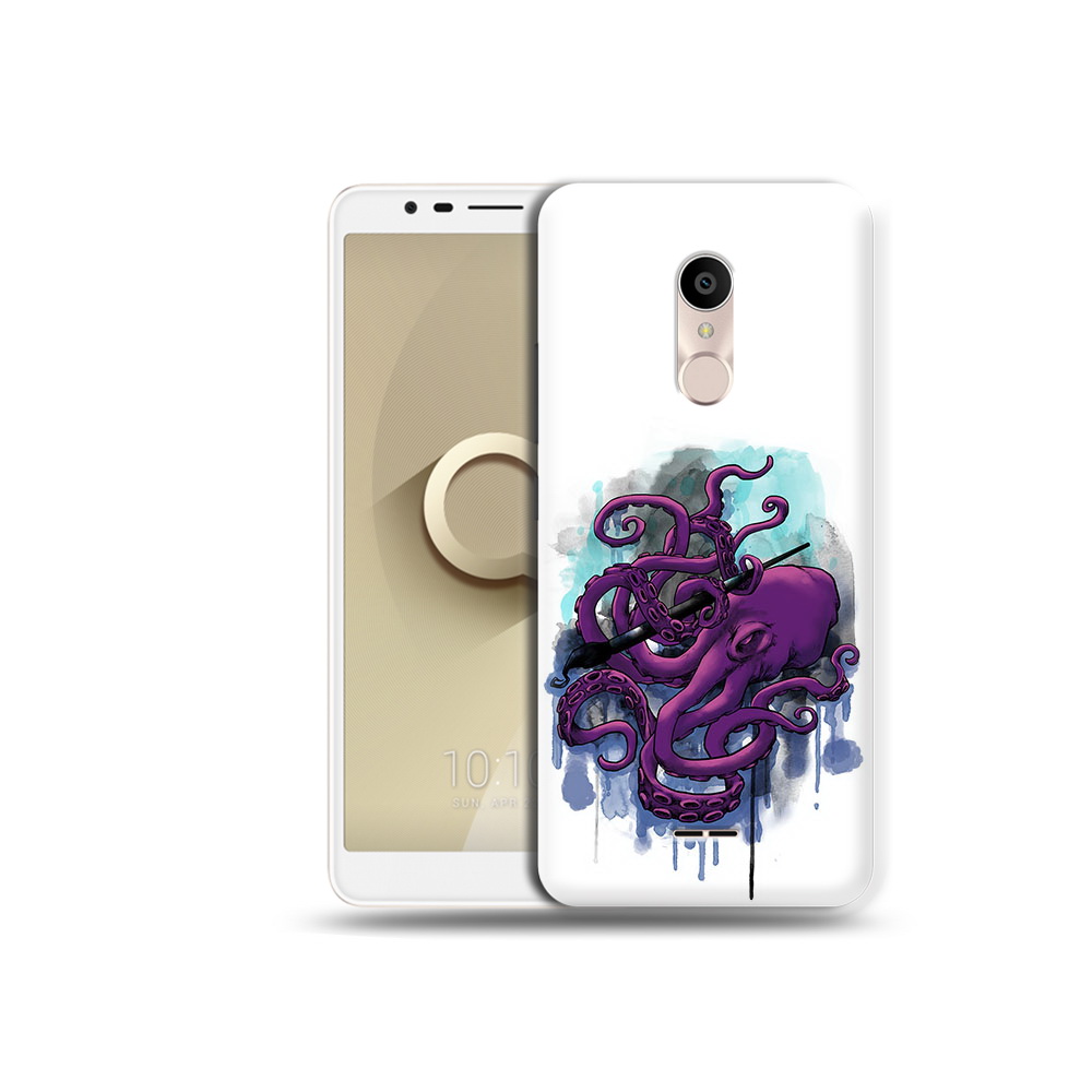 

Чехол MyPads Tocco для Alcatel 3C 5026D фиолетовый осьминог, Прозрачный, Tocco