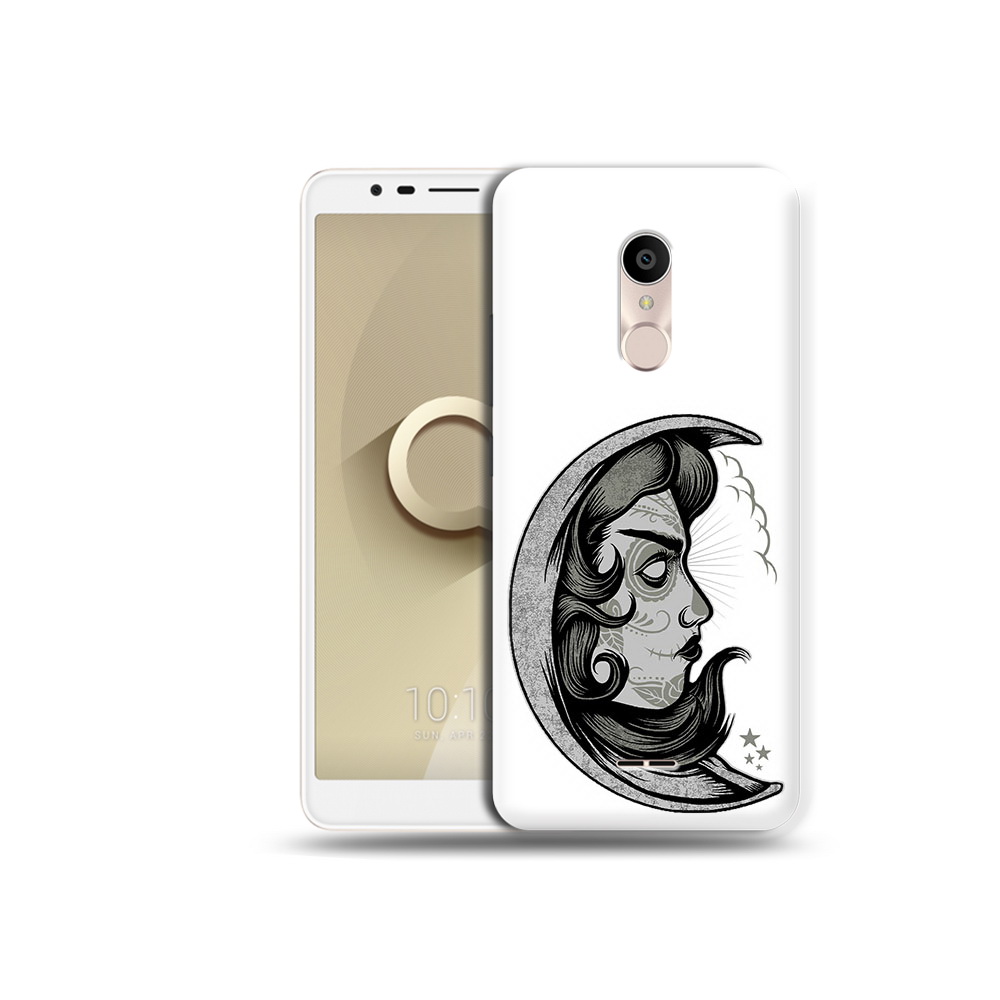 

Чехол MyPads Tocco для Alcatel 3C 5026D черно белая луна с лицом, Прозрачный, Tocco