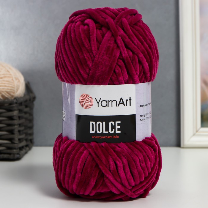 

Пряжа для вязания YarnArt Dolce 100% микрополиэстер 120м/100гр 766 т. фуксия, Розовый