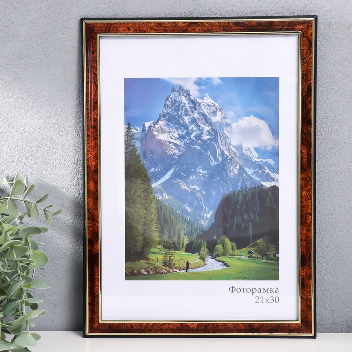 

Фоторамка пластик "Офис 2" 21х30 см, карельская берёза, Коричневый