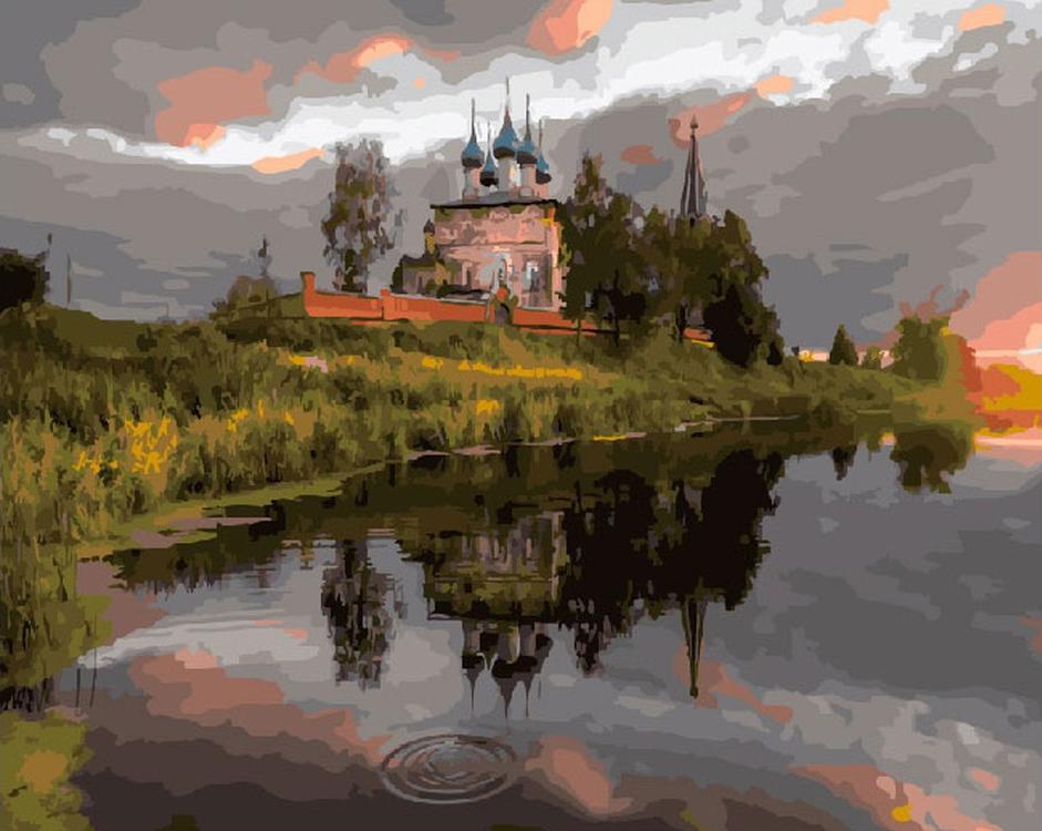 

Картина по номерам ВанГогВоМне Деревенский закат, 40x50, Деревенский закат