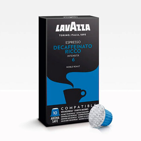 

Кофе в капсулах LAVAZZA "Decaffeinato Ricco" для кофемашин Nespresso, 10 шт*5,5г