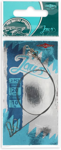 

Поводок Mikado Jaws Light вольфрамовый 10 кг, 25 см 2 шт, Черный, Jaws Light