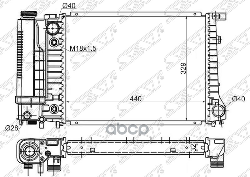 

SAT Радиатор BMW 3-SERIES E30 1.6/1.8 82-90/BMW E36 1.6/1.8/2.0/2.3/2.5/2.8/BMW E34 1.8/2.