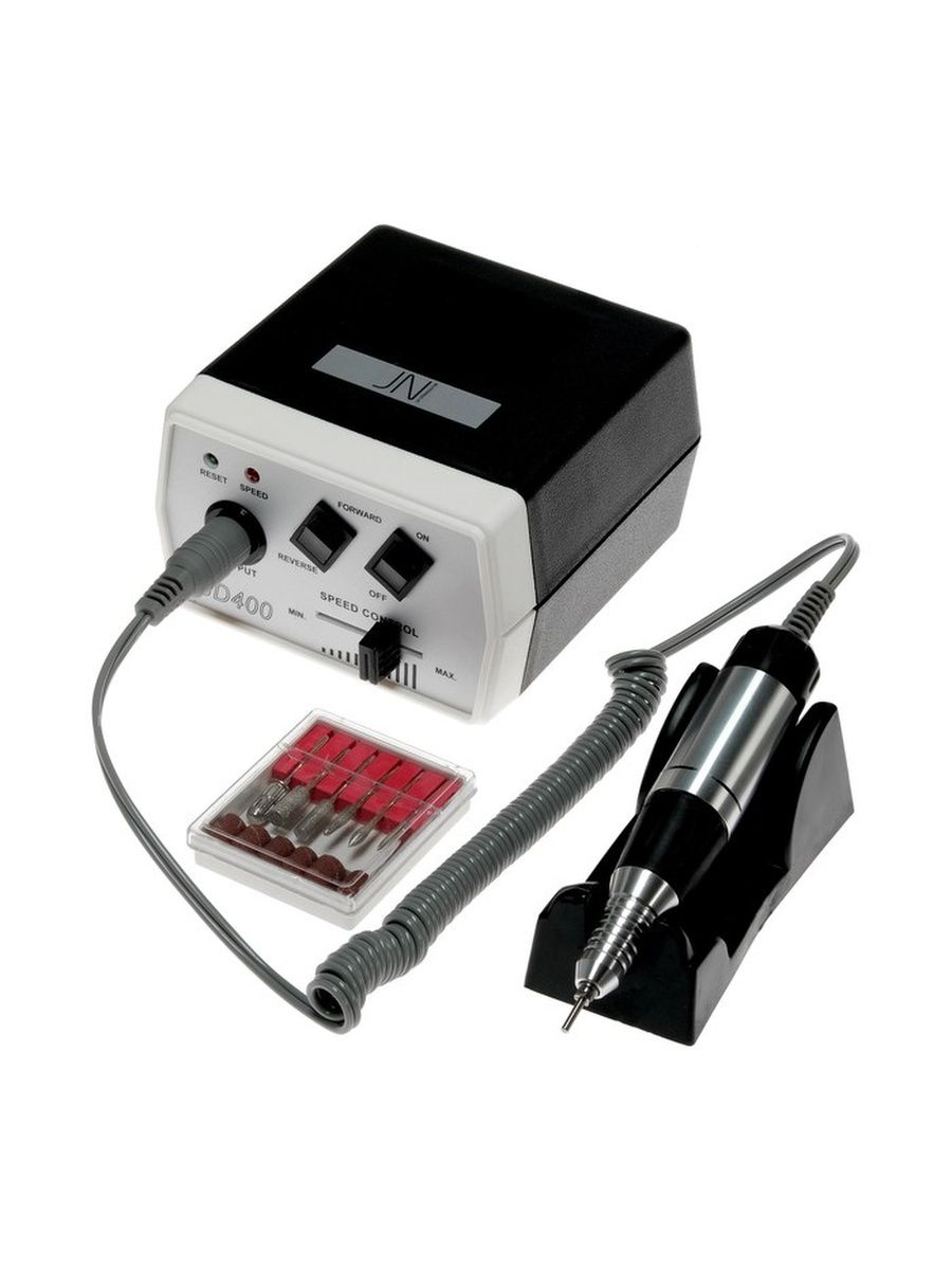 Аппарат для маникюра и педикюра JessNail JD400 PRO, 30 000 об/мин, 35 Вт, бело-чёрный кулон мишка игрушечный бело чёрный в серебре 70см