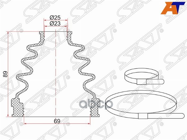 

Пыльник Шрус Внутренний Nissan Teana J31/J32r/X-Trail T30/Sylphy G10 (2 Хомута. Резина) Sa