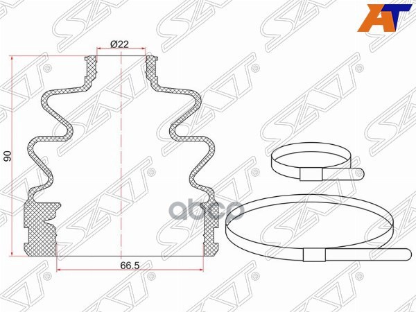 

Пыльник Шруса Внутренний Fr Hyundai Tucson 04- (2 Хомута. Резина) Sat C1688T