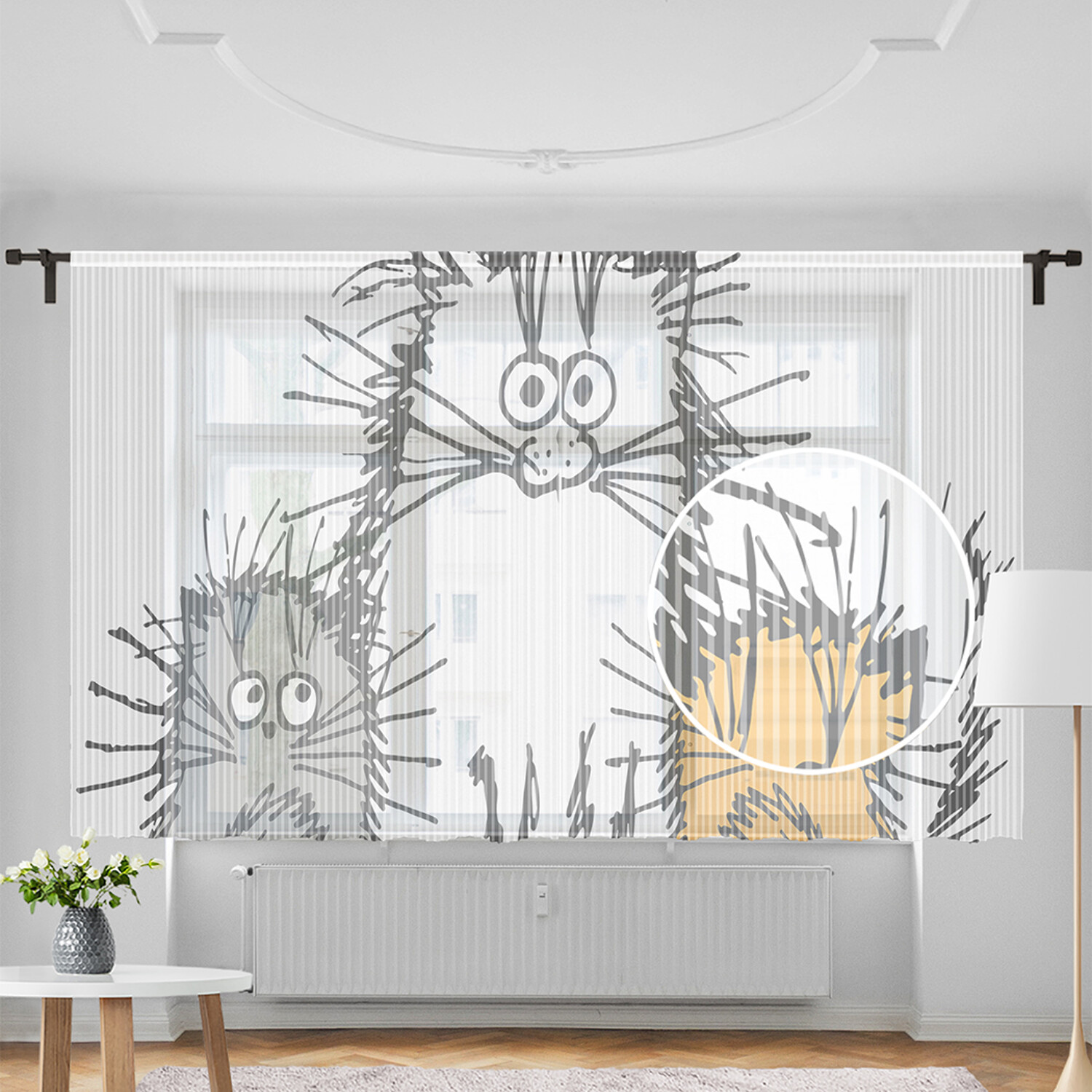 фото Тюль joyarty "мохнатые коты", 155х180 см