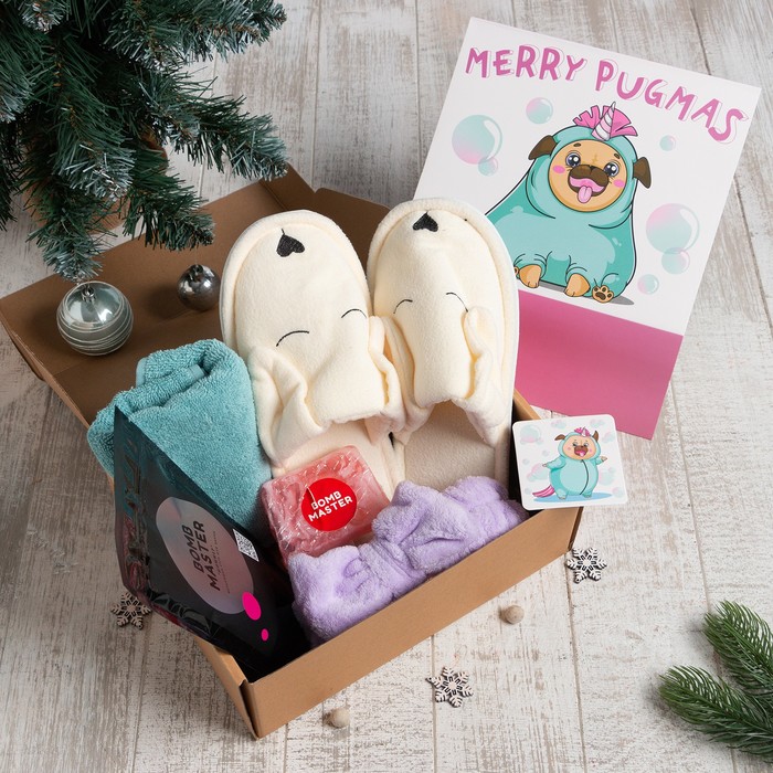 

Набор подарочный Этель Merry pugmas полотенце 30х60см и аксс (4 предм)