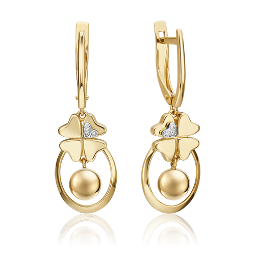 

Серьги подвески из белого золота/желтого золота PLATINA jewelry 02-4816-00, бриллиант, 02-4816-00