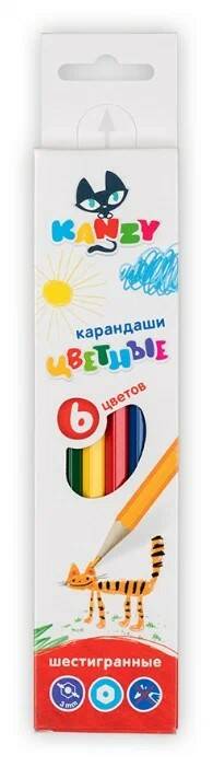 

Карандаши цветные 6 цв. KANZY CP-3006 1325633, Разноцветные, ВКФ