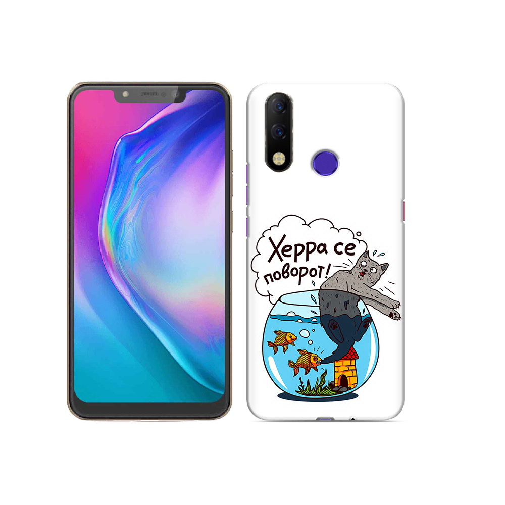 

Чехол MyPads Tocco для Tecno Spark 3 Pro Рыбы с котом, Прозрачный, Tocco