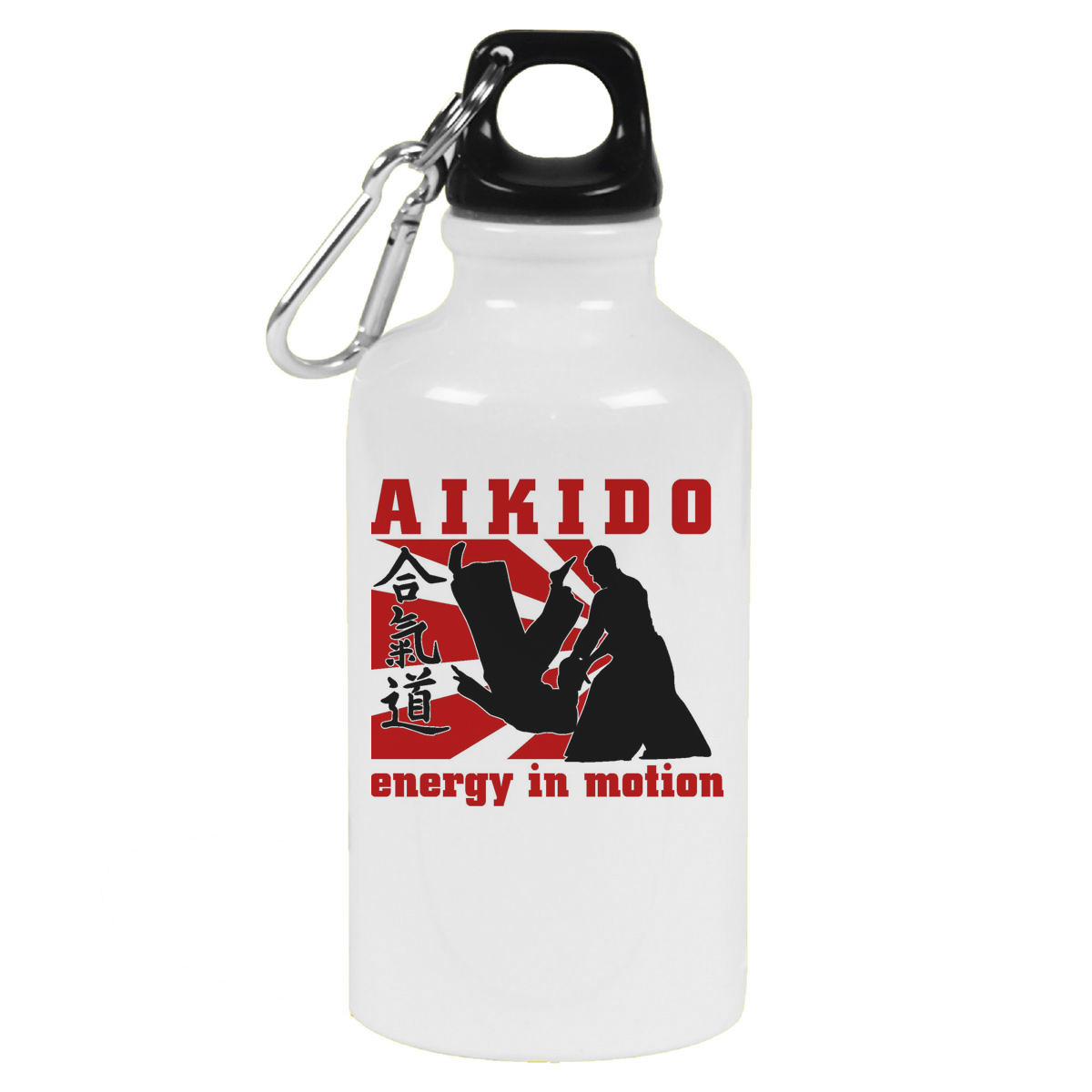 

Бутылка спортивная CoolPodarok Aikido energy in motion (Энергия айкидо в движении), Белый