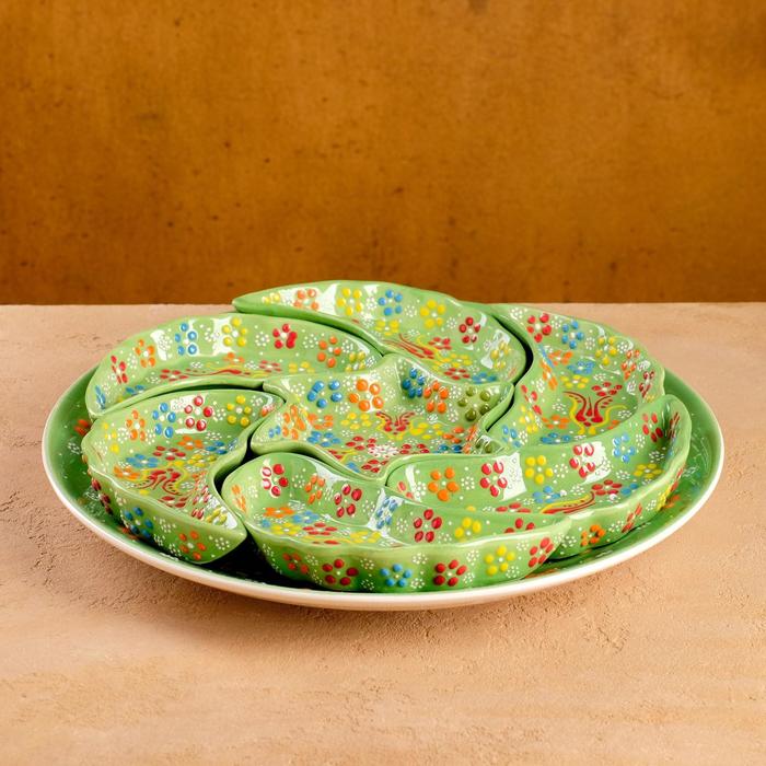 

Менажница круглая 30см "Рельеф зеленый"