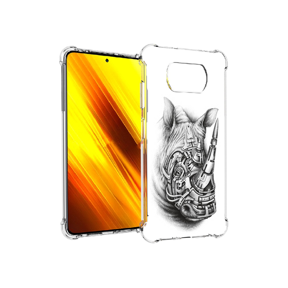 

Чехол MyPads Tocco для Xiaomi Poco X3 стальной носорог (PT154881.262.620), Прозрачный, Tocco