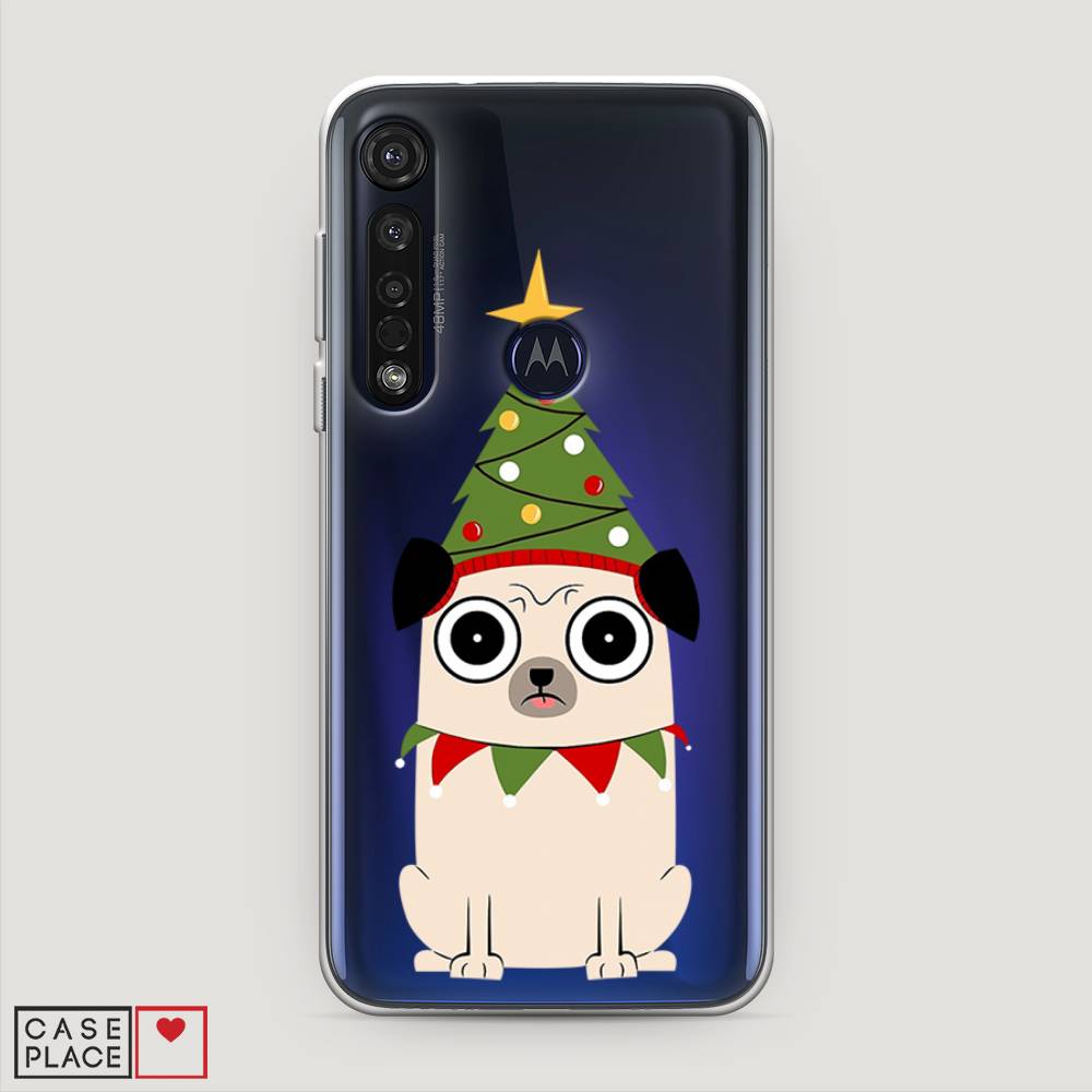 

Чехол на Motorola Moto G8 Plus "Собачка с ёлочкой", Бежевый;красный;зеленый, 241450-1