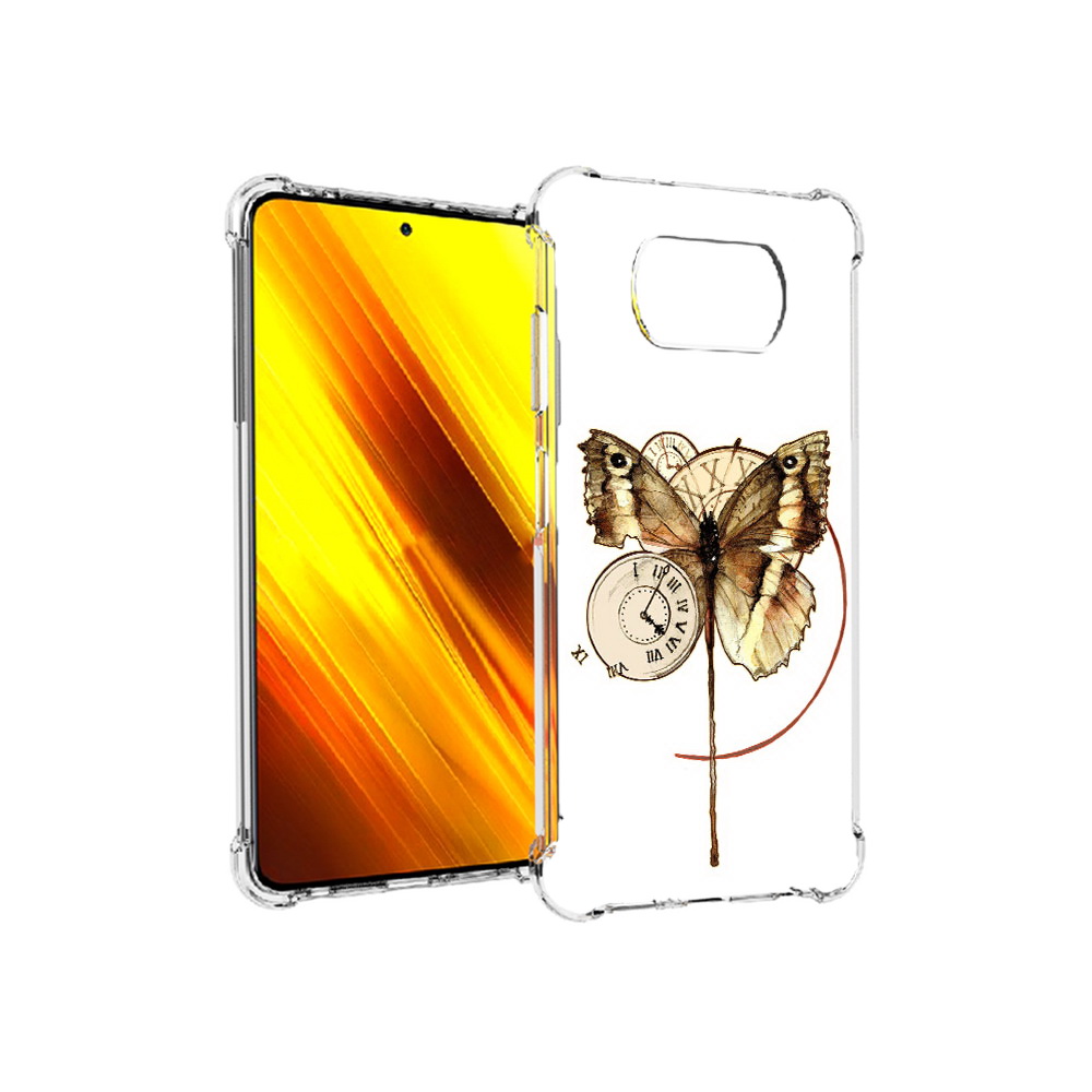 Чехол MyPads Tocco для Xiaomi Poco X3 старинные часы с бабочкой (PT154881.262.622)