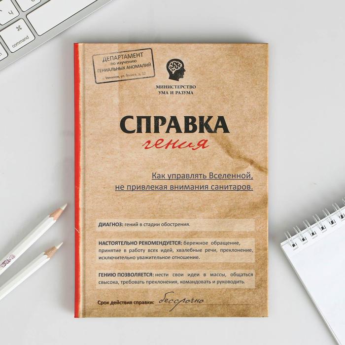 

Ежедневник ArtFox Справка гения твёрдая обложка, А5, 80 листов