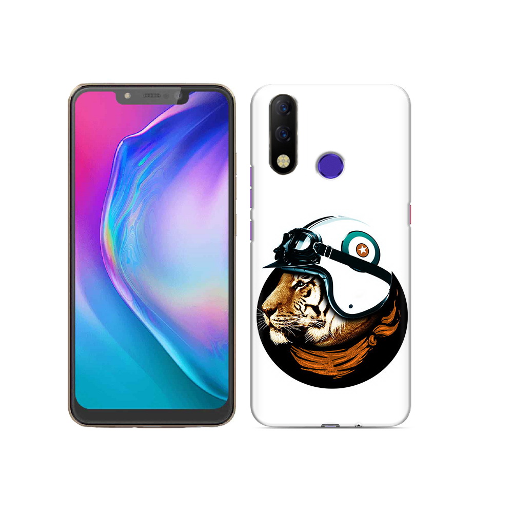 

Чехол MyPads Tocco для Tecno Spark 3 Pro Тигр в шлеме, Прозрачный, Tocco