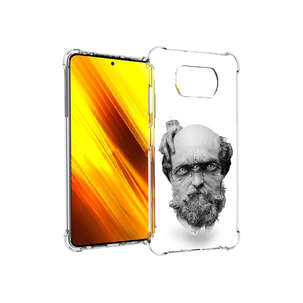 

Чехол MyPads Tocco для Xiaomi Poco X3 страшный бородатый мужчина абстракция, Прозрачный, Tocco