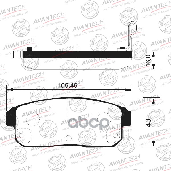 

Тормозные колодки AVANTECH дисковые с проивоскрипной пластиной AV205