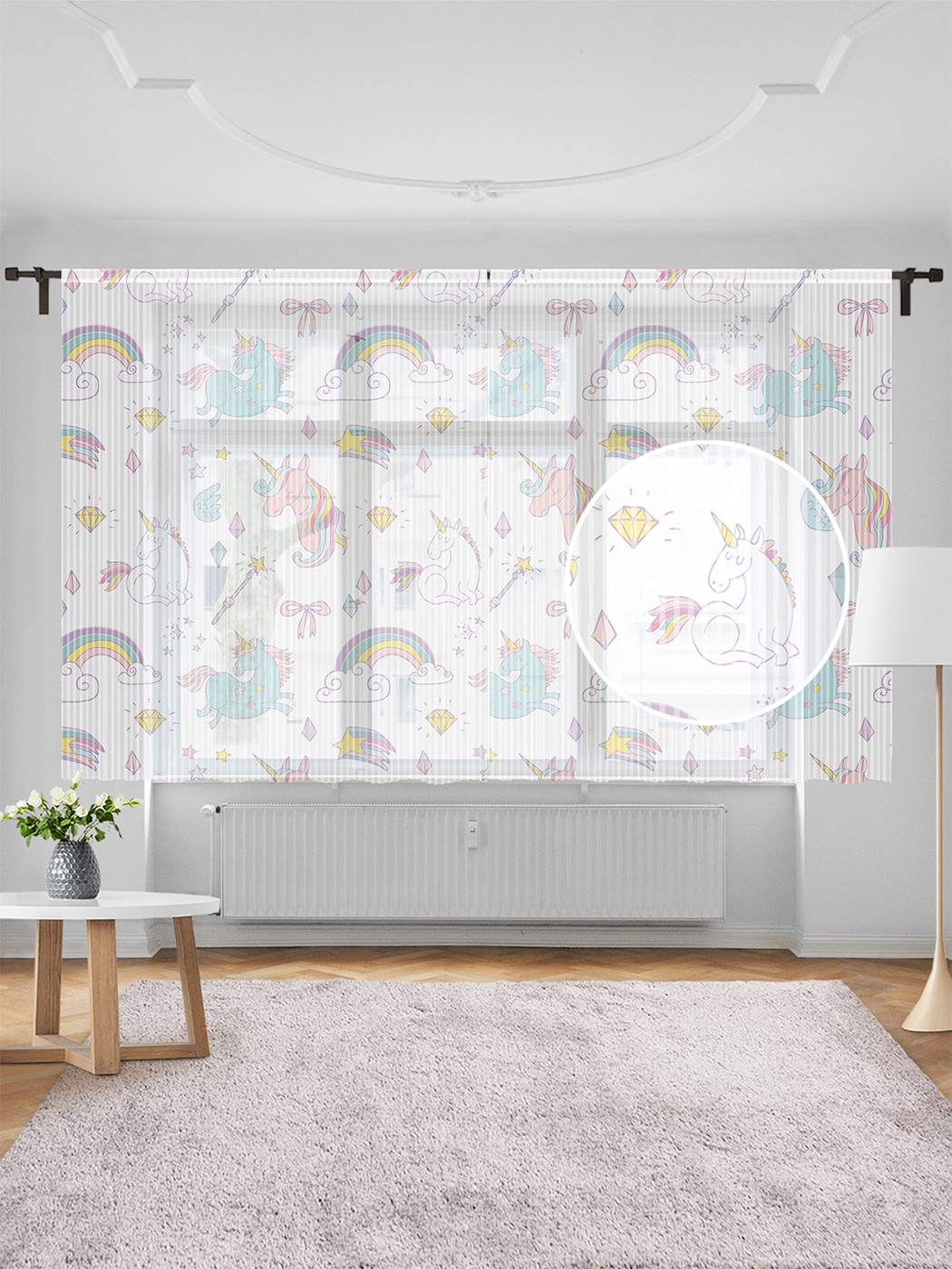 фото Тюль joyarty "магия единорогов", 155х180 см