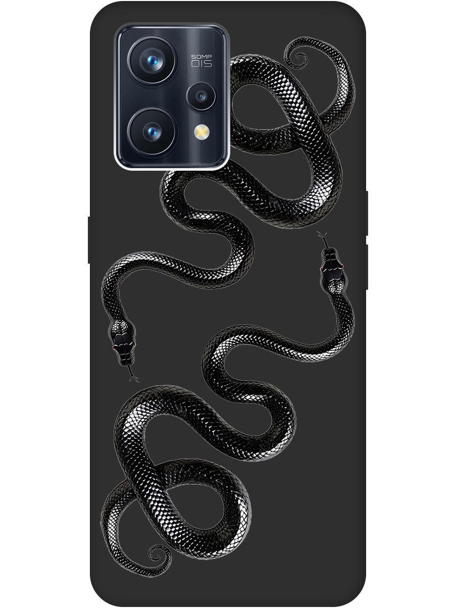 

Силиконовый чехол на Realme 9 Pro+ с принтом "Черные мамбы" матовый черный, 740189613