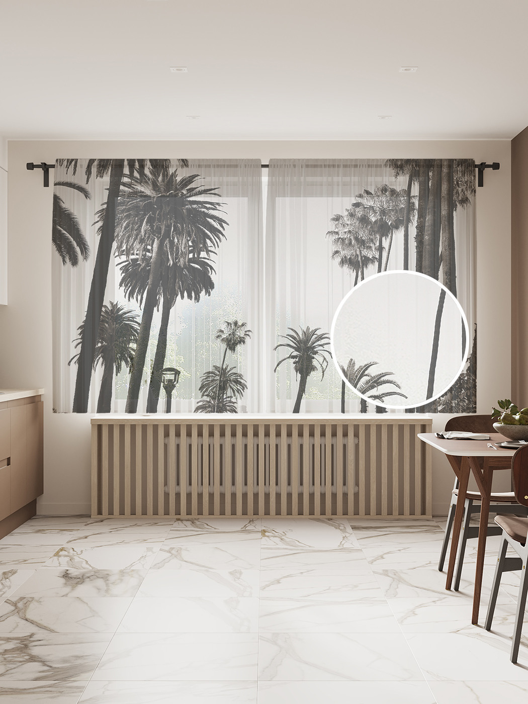 

Фототюль JoyArty "Дорога среди пальм", 145x180см (2 полотна с лентой + 50 крючков), Дорога среди пальм