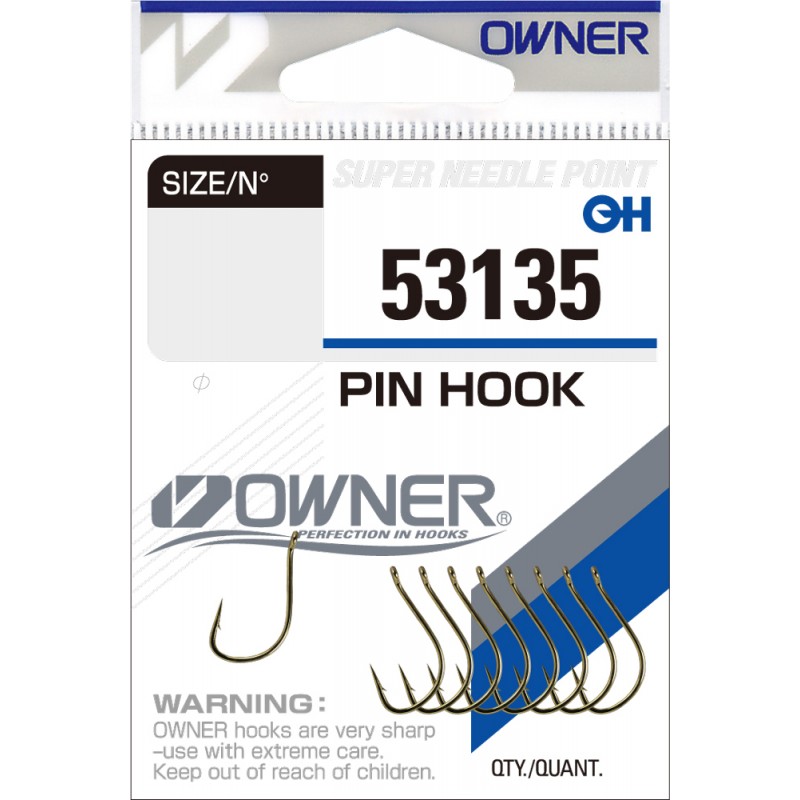 

Одинарные крючки Owner Chod Hook классические №14, с колечком, прямое острие, с бородкой, Золотистый, 53135-14