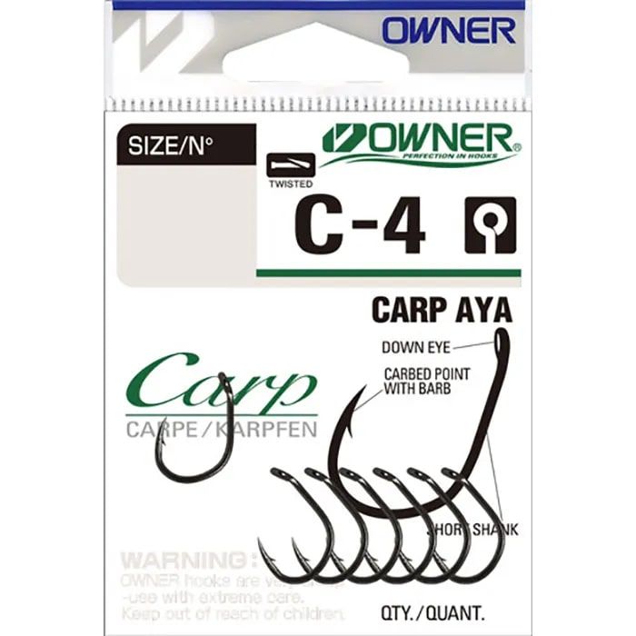 

Одинарные крючки Owner Curve Shank №8, с колечком, загнутое острие, с бородкой, Черный, Iseama with EYE