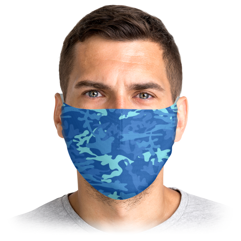 

Многоразовая маска Printio Хаки милитари камуфляж голубая L, Хаки милитари камуфляж