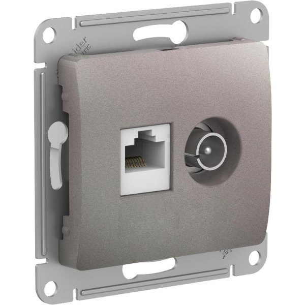 

Розетка двойная Schneider Electric ТВ + компьютерная RJ45, платина GSL001289, Золотистый, GSL001289