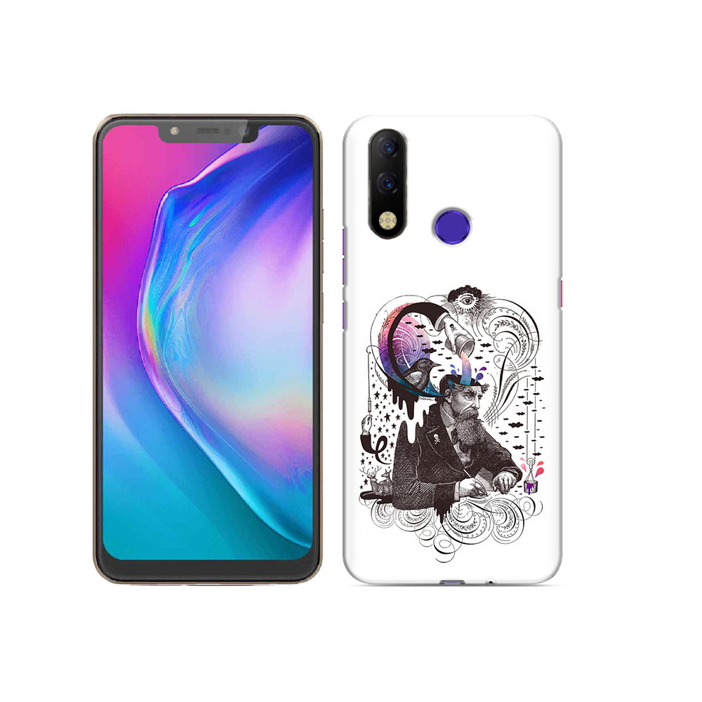 

Чехол MyPads Tocco для Tecno Spark 3 Pro абстракция думающий мужчина, Прозрачный, Tocco