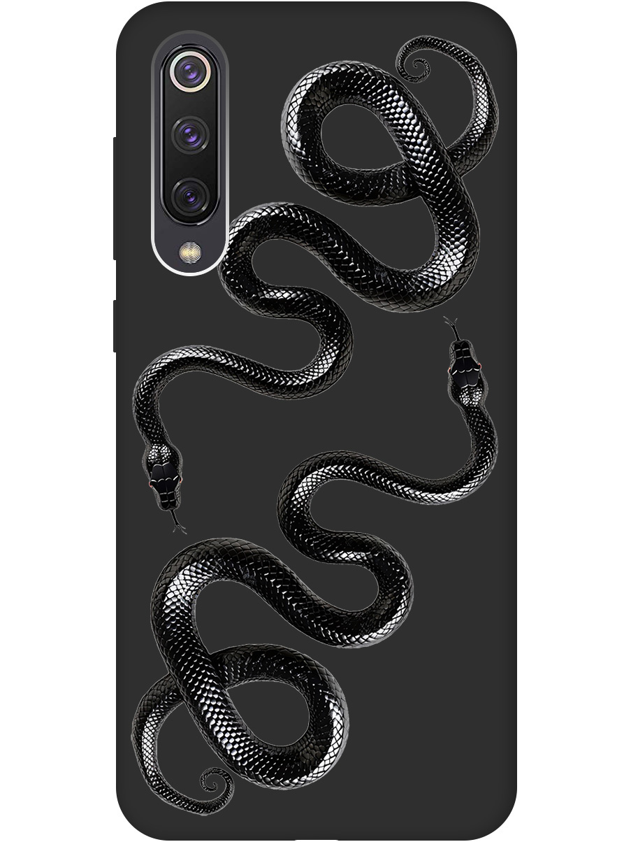 

Силиконовый чехол на Xiaomi Mi 9 SE с принтом "Черные мамбы" матовый черный, 721347513