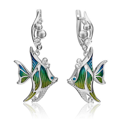 

Серьги подвески из серебра PLATINA jewelry 02-4749-00, топаз/эмаль, 02-4749-00