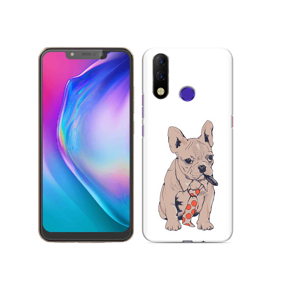 

Чехол MyPads Tocco для Tecno Spark 3 Pro бульдог с сигарой, Прозрачный, Tocco