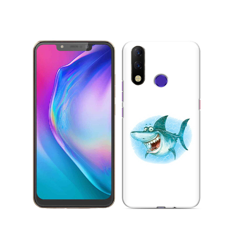 

Чехол MyPads Tocco для Tecno Spark 3 Pro веселая акула, Прозрачный, Tocco
