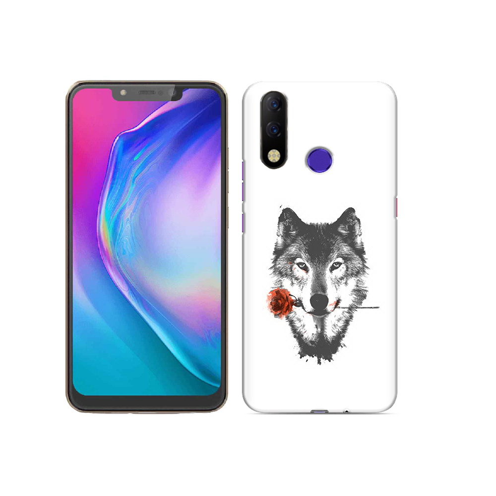 

Чехол MyPads Tocco для Tecno Spark 3 Pro волк с розой, Прозрачный, Tocco