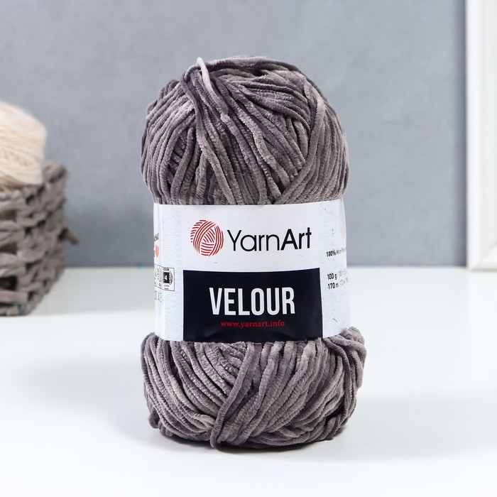 

Пряжа для вязания YarnArt Velour 100% микрополиэстер 170м/100г 858 серый