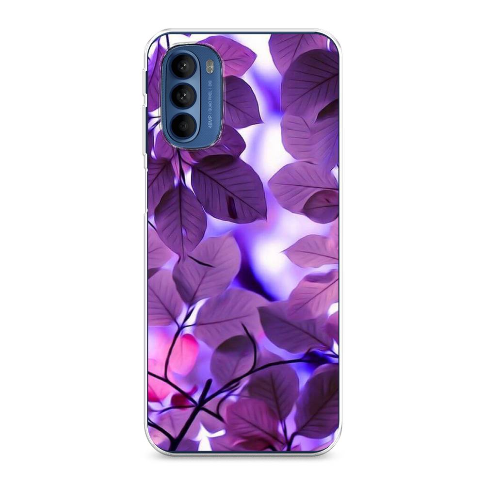 

Чехол на Motorola Moto G31 "Сиреневые листики", Фиолетовый;голубой, 242550-2