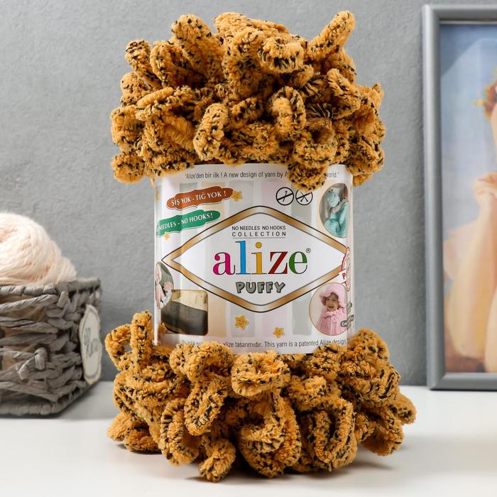 

Пряжа для вязания Alize Puffy 100 % микрополиэстер 9м/100г 716 леопард, Коричневый
