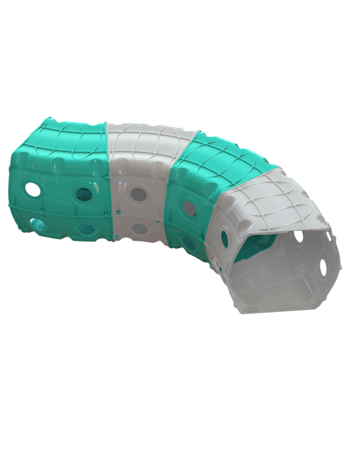 

Игровой туннель для ползания из 4-х секций, серо-мятный, 1х1,5х0,5 м, Doloni, 01471/1