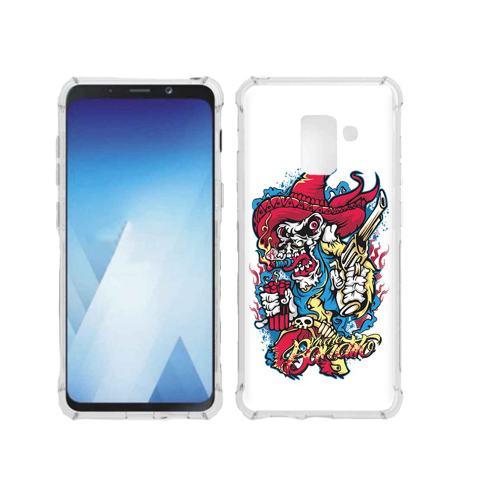 

Чехол MyPads Tocco для Samsung Galaxy A5 (2018) нарисованный скелет с писталетом, Прозрачный, Tocco