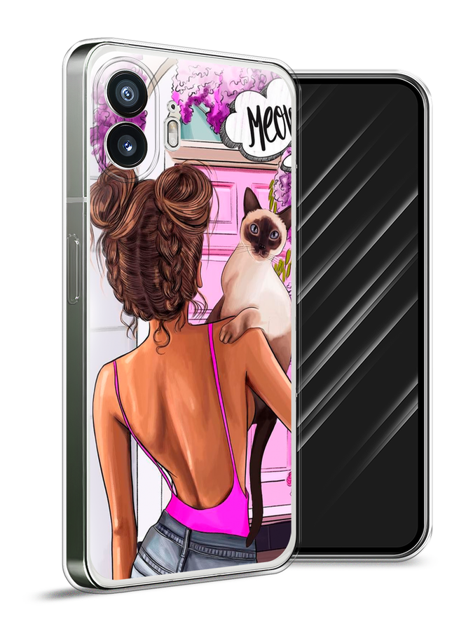 

Чехол Awog на Nothing Phone (2) "Девушка с кошкой", Розовый;коричневый, 3300250-1