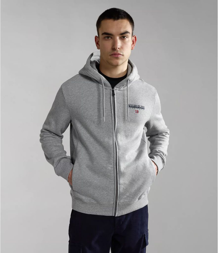 

Толстовка мужская Napapijri B-AYAS FZH 1 MED GREY MEL серая XL, Серый, B-AYAS FZH 1 MED GREY MEL