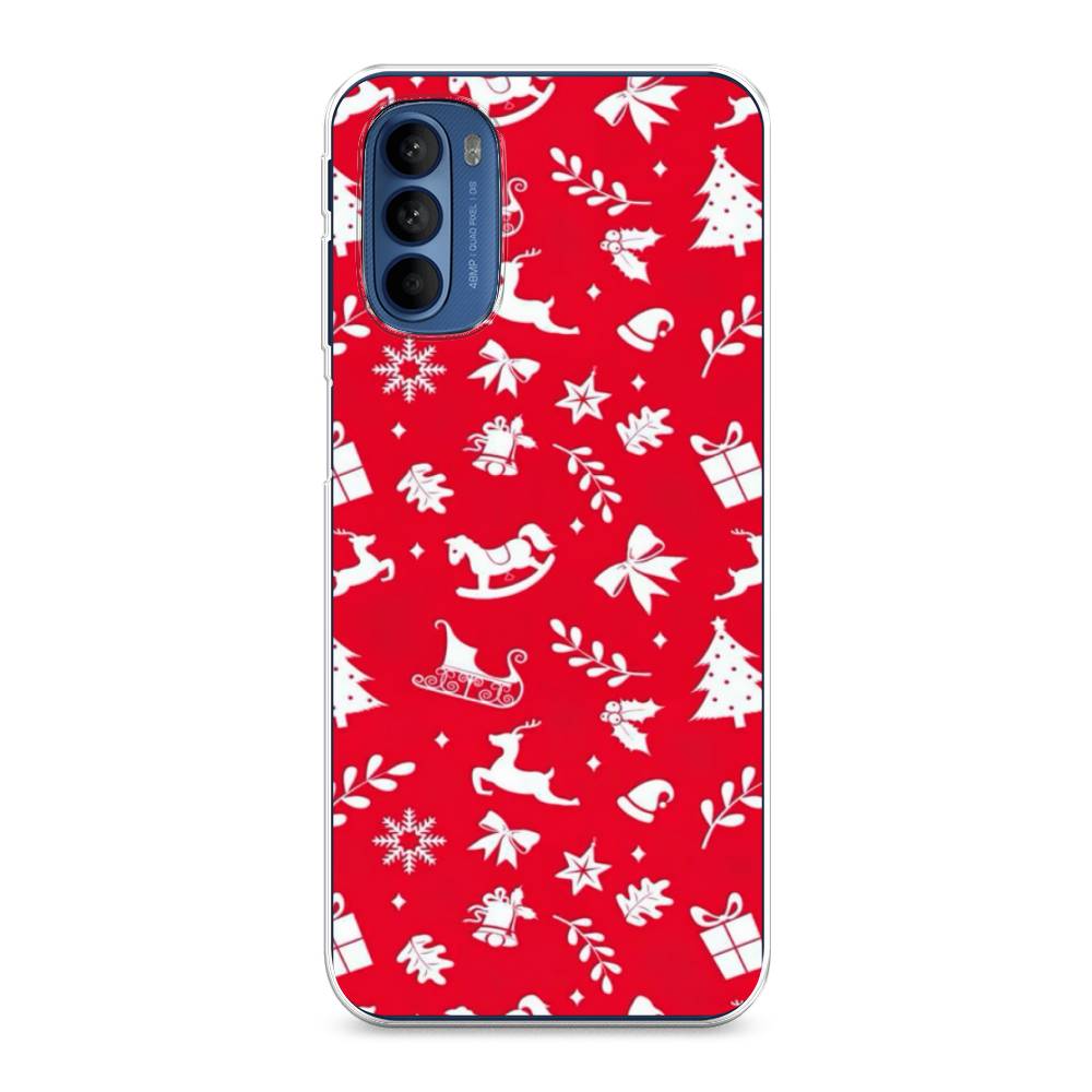 

Чехол на Motorola Moto G31 "Красный новогодний фон", Красный;белый, 242550-5