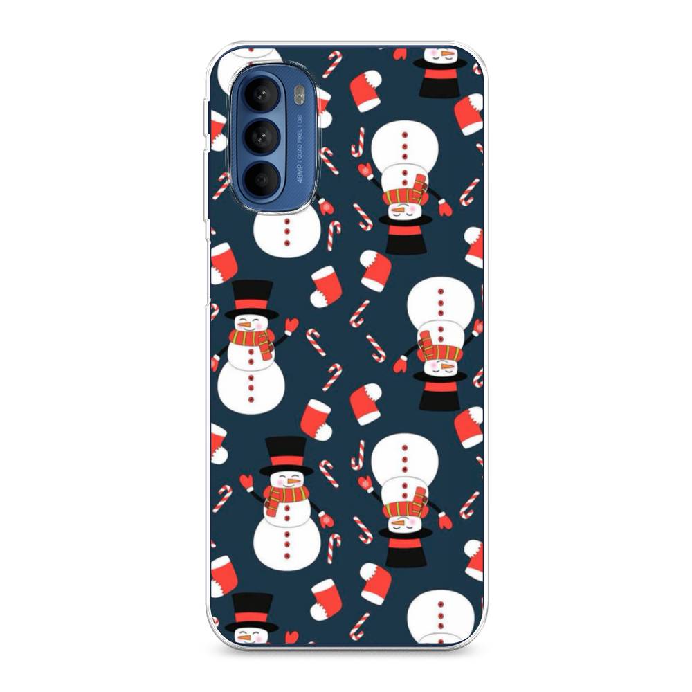 

Чехол на Motorola Moto G31 "Синие снеговики", Синий;белый;красный, 242550-5